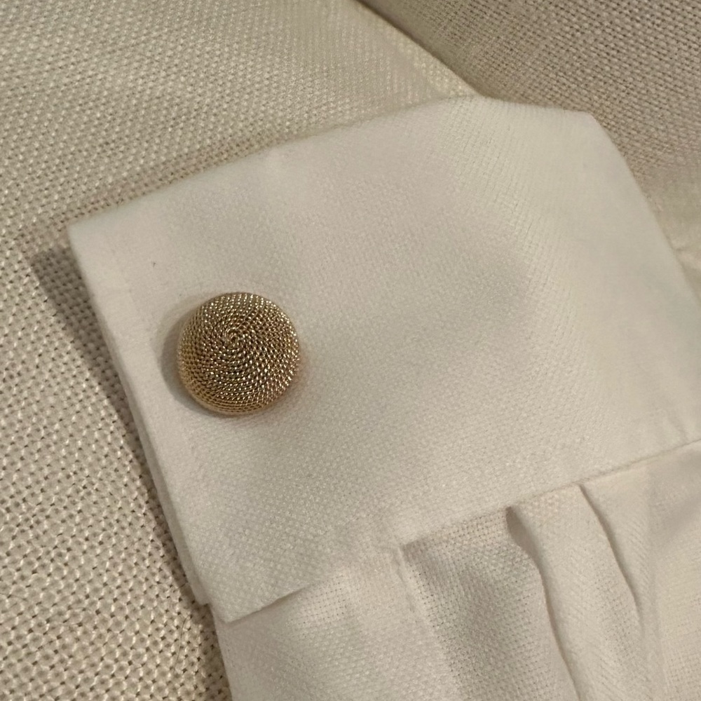 VINTAGE Dome Shaped Cufflinks & Stud Set in gold tone metal